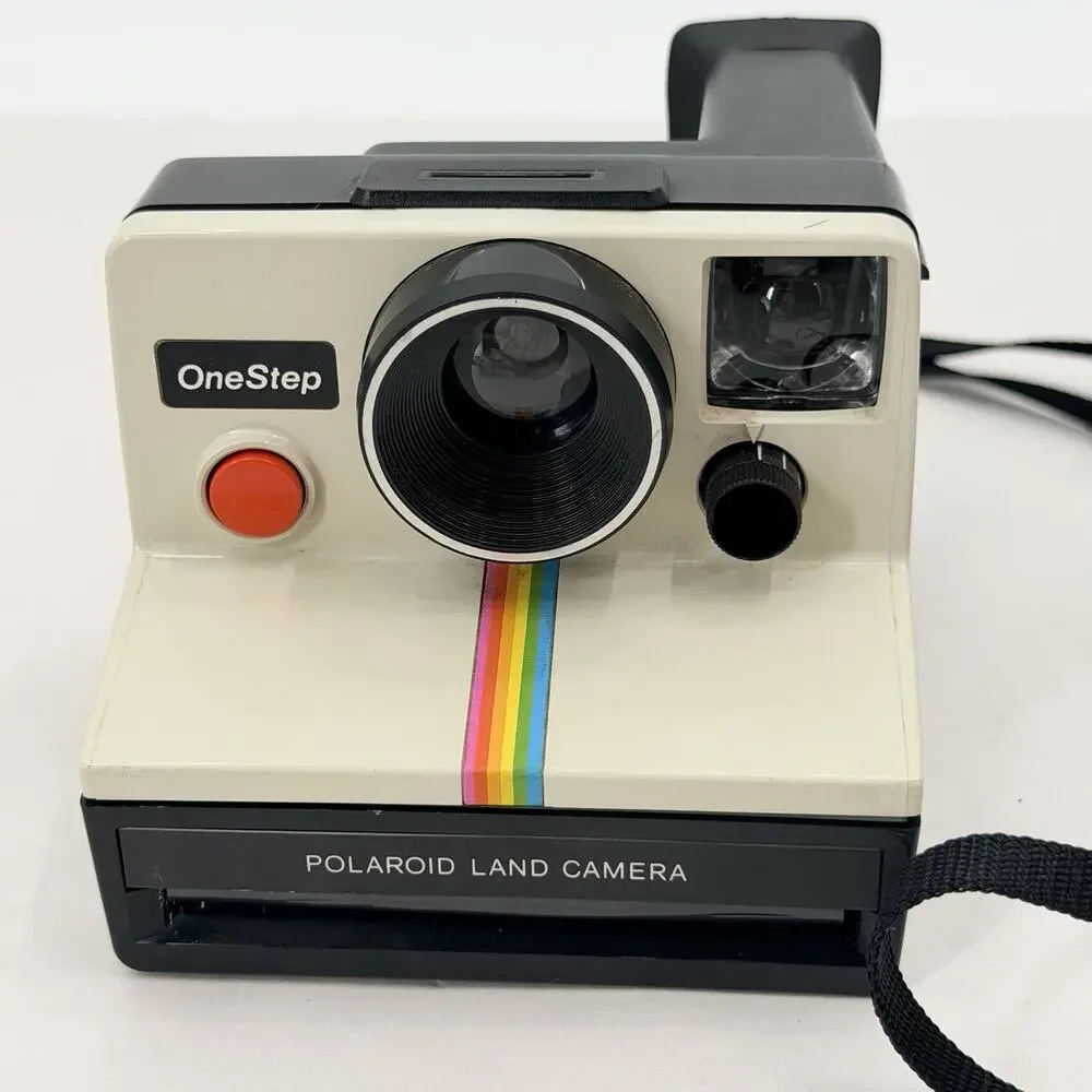 Vintage Original Polaroid SX-70 OneStep White Rainbow Stripe Land Camera